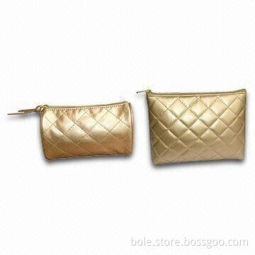 Gold PVC Cosmetic Bags, Made of PVC Material, Sized 14 x 5 x 9cm